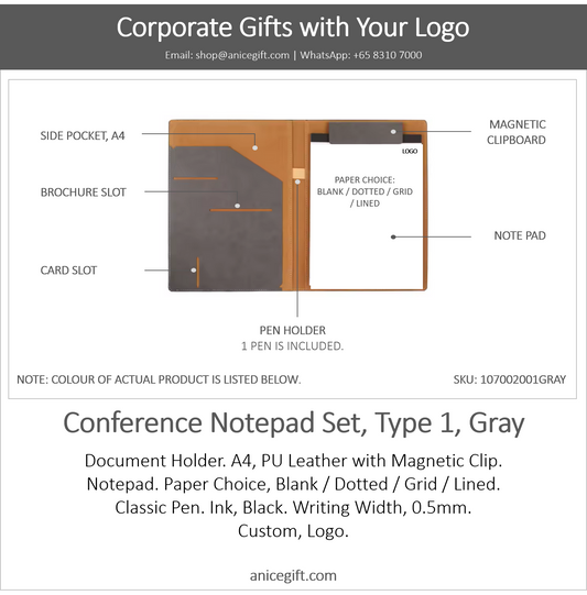 Conference Notepad Set, Type 1, Gray
