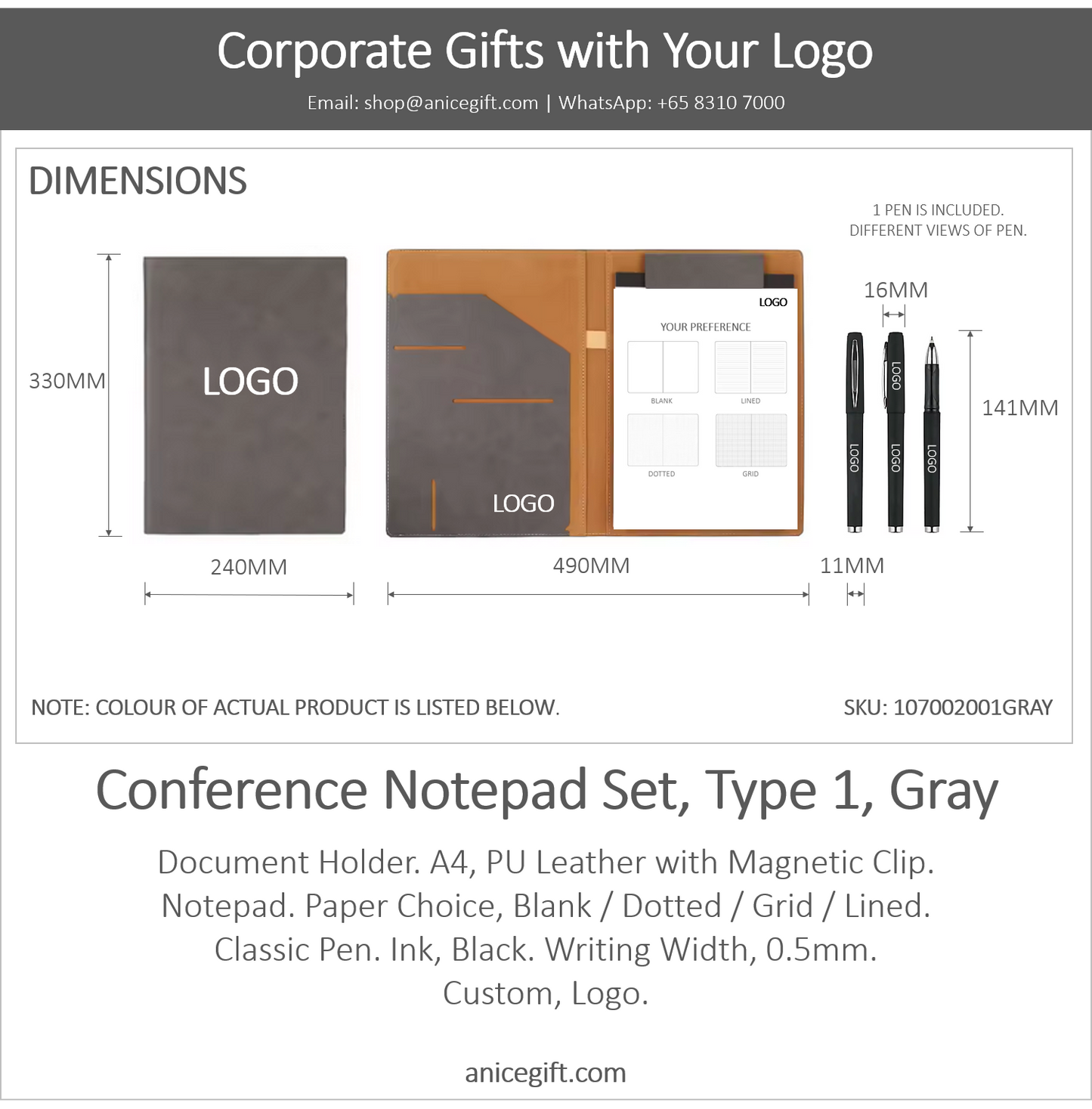 Conference Notepad Set, Type 1, Gray