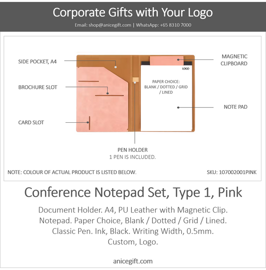 Conference Notepad Set, Type 1, Pink