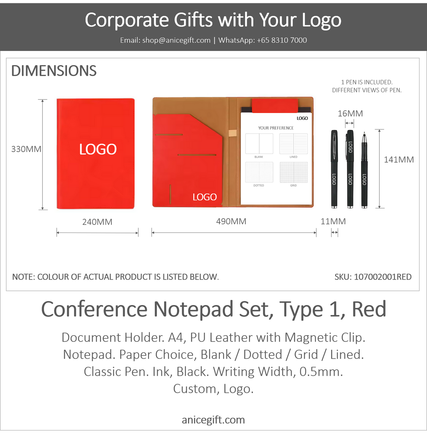Conference Notepad Set, Type 1, Red
