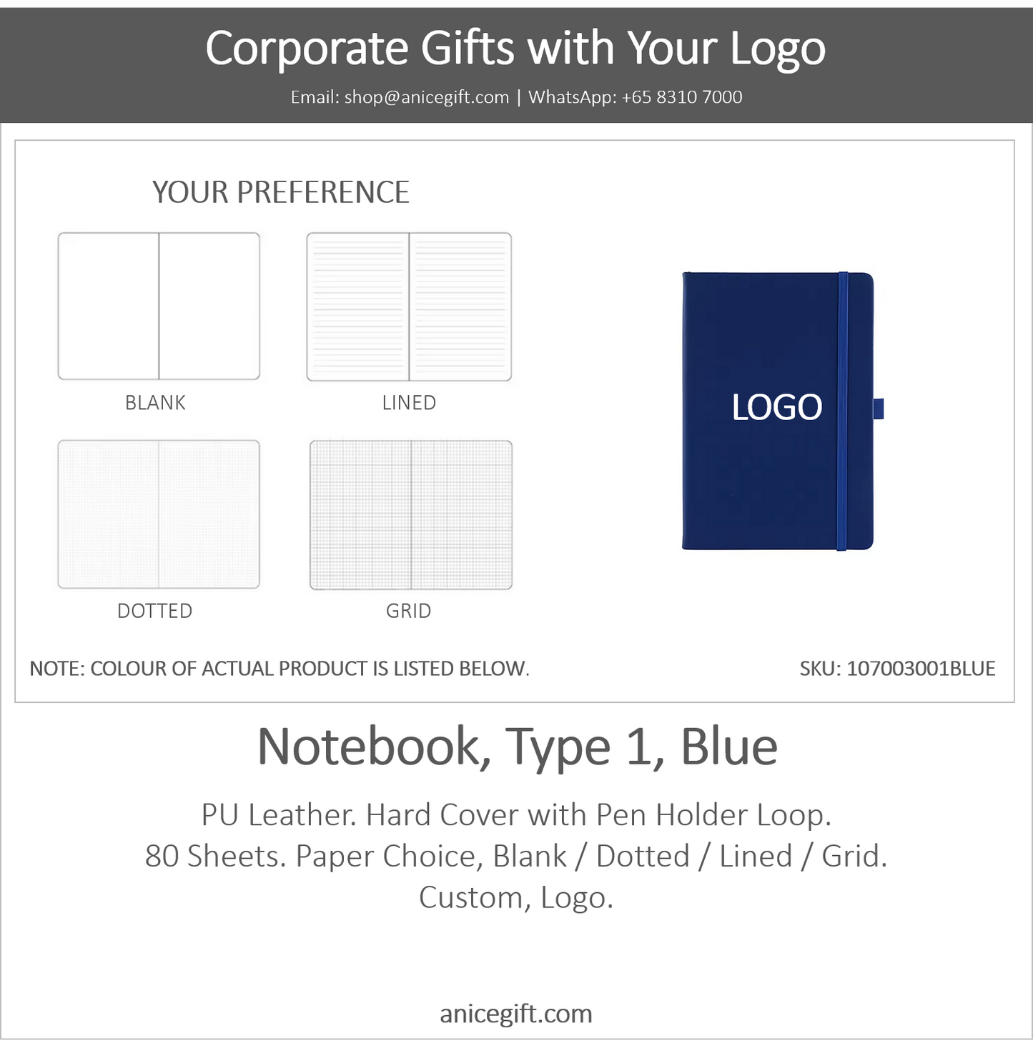 Notebook, Type 1, Blue