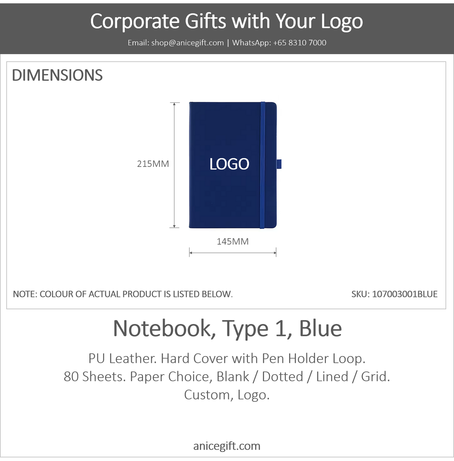 Notebook, Type 1, Blue