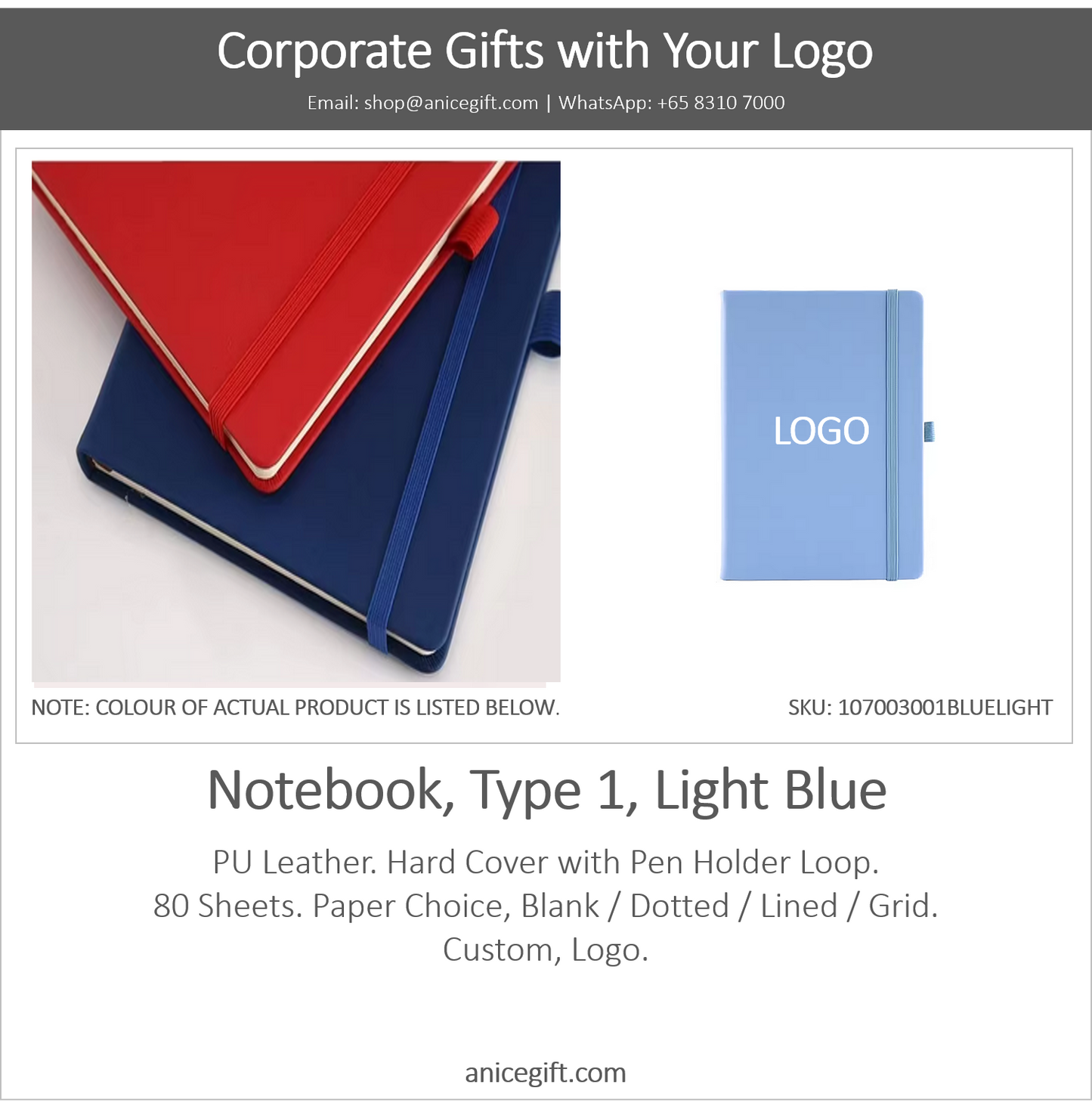 Notebook, Type 1, Light Blue