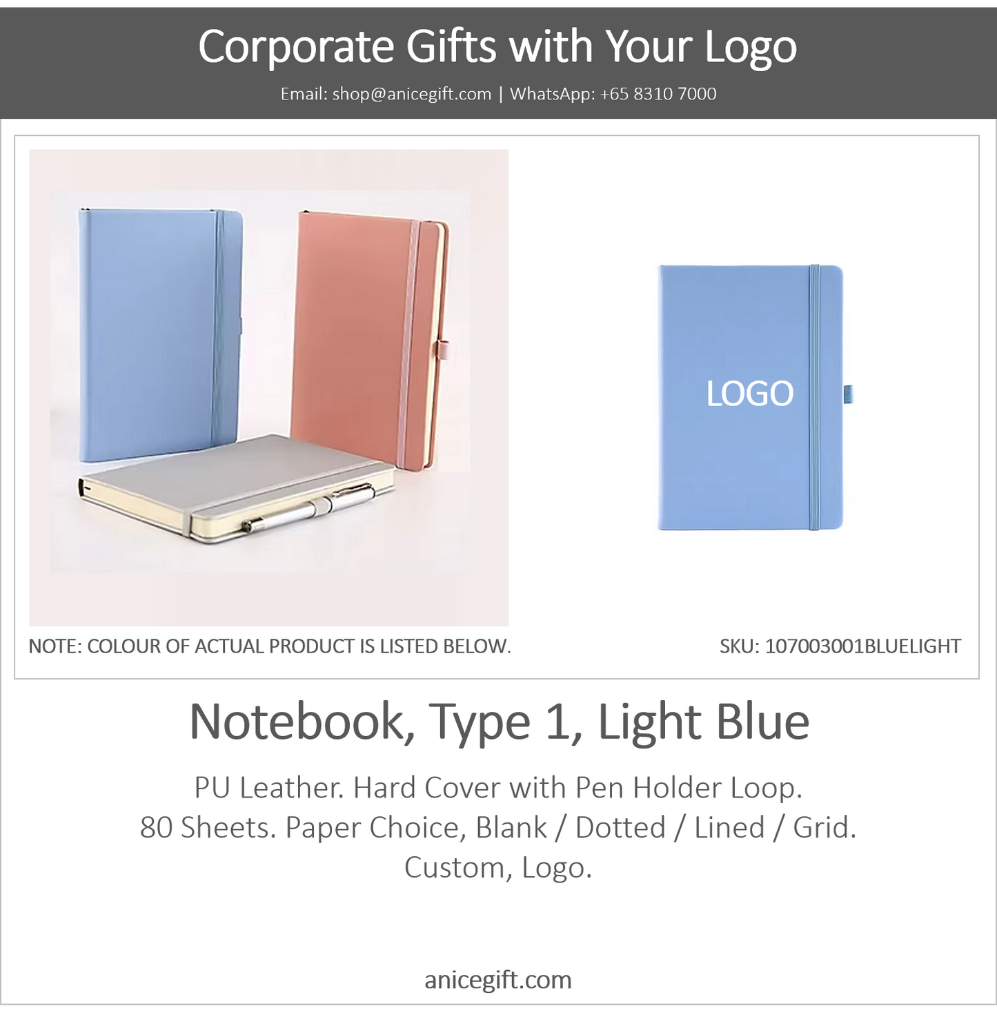 Notebook, Type 1, Light Blue