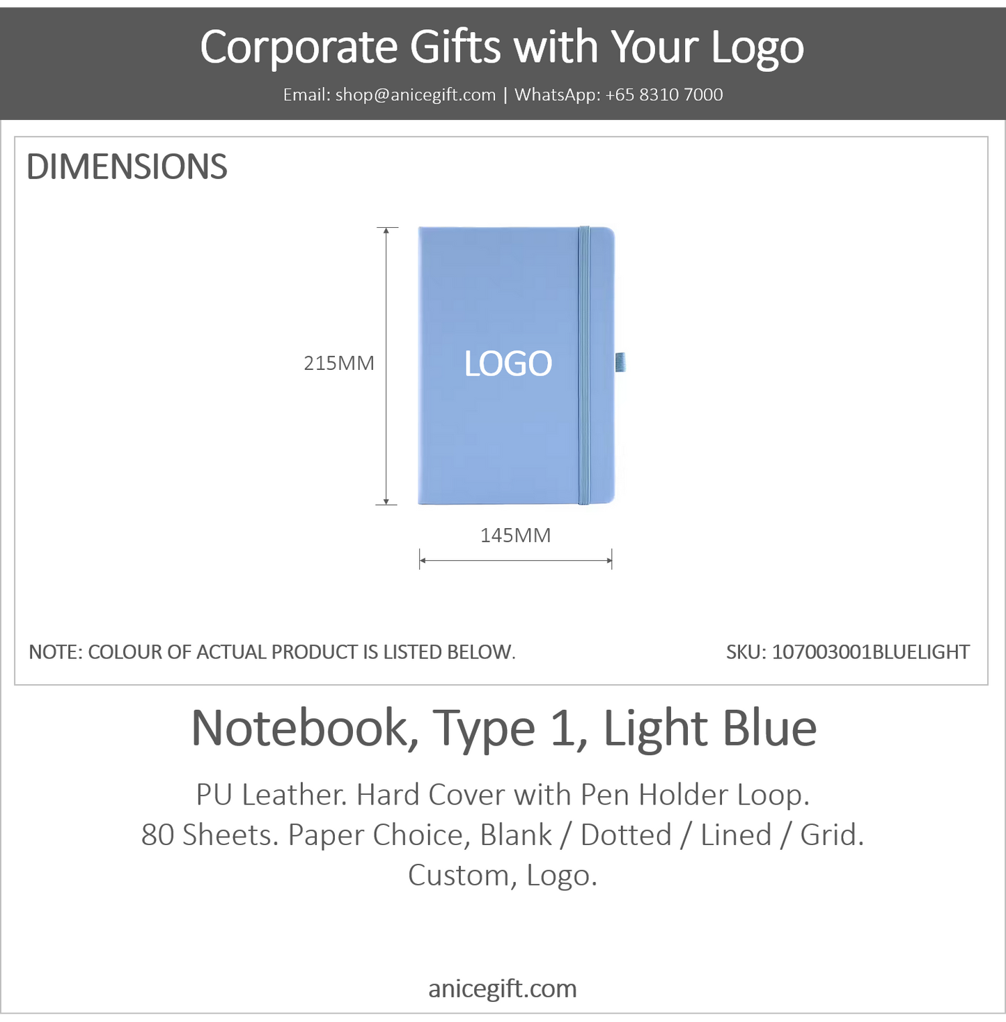 Notebook, Type 1, Light Blue