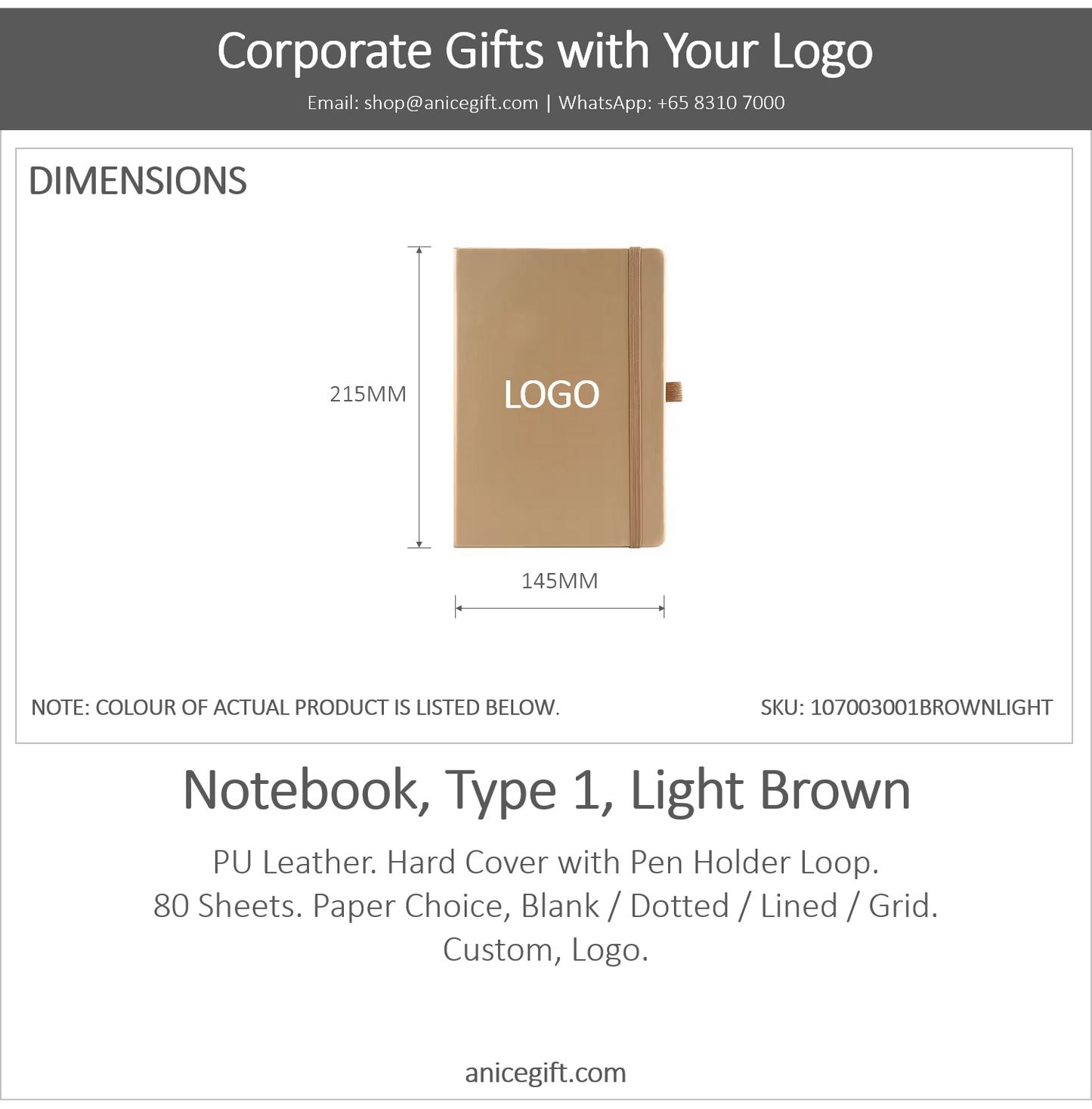 Notebook, Type 1, Light Brown