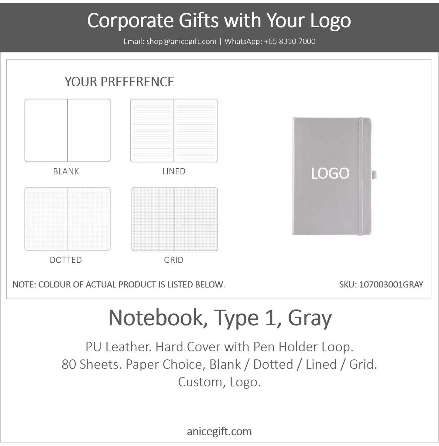 Notebook, Type 1, Gray
