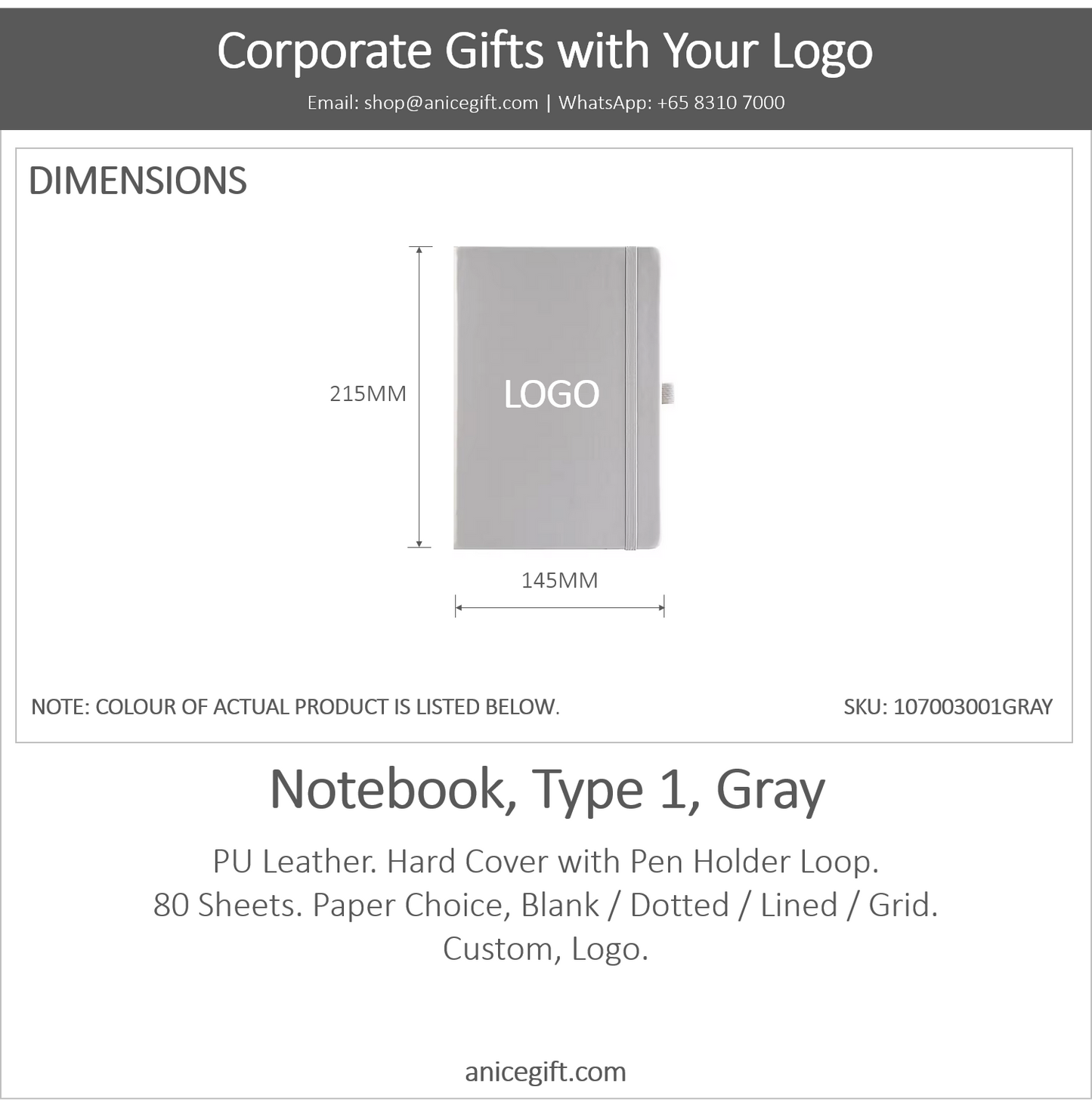 Notebook, Type 1, Gray