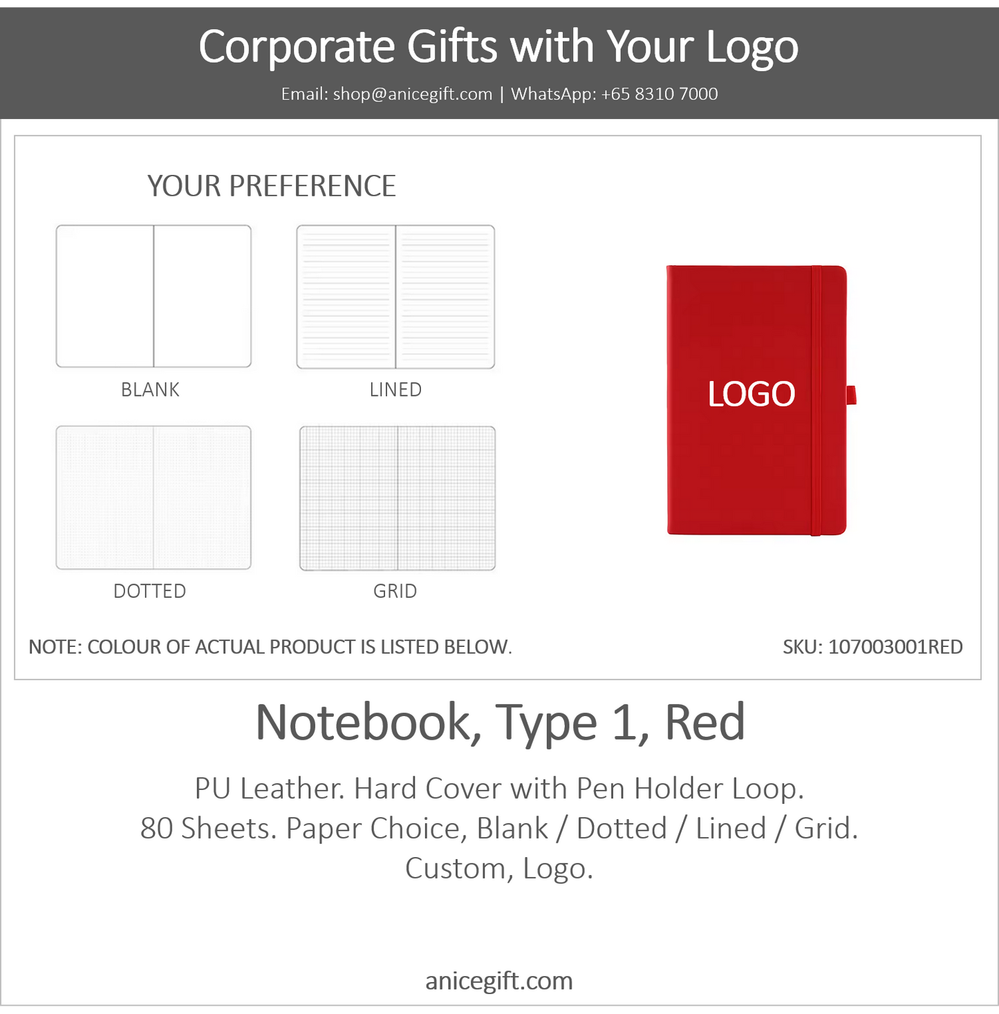 Notebook, Type 1, Red