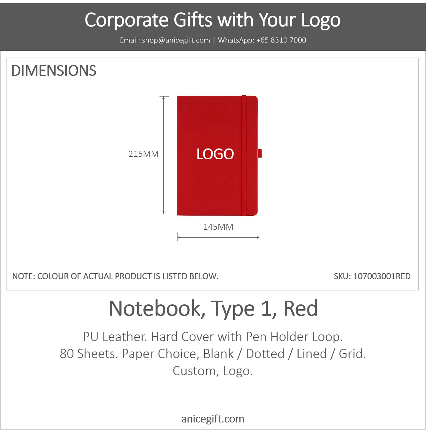 Notebook, Type 1, Red