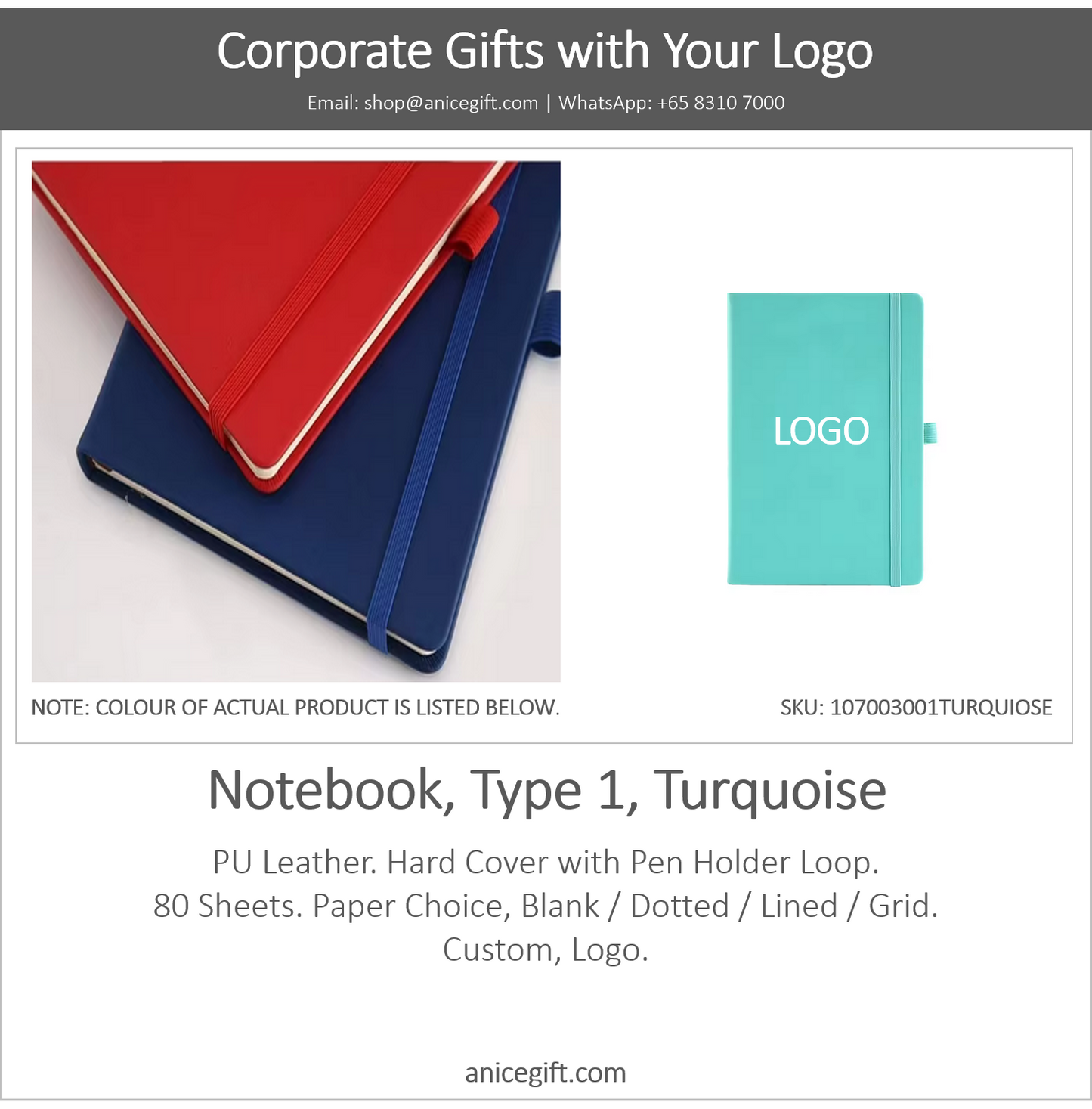 Notebook, Type 1, TURQUOISE