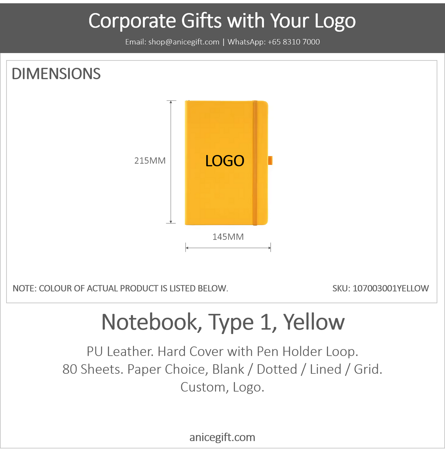 Notebook, Type 1, Yellow