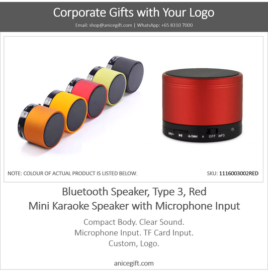 Bluetooth Speaker, Type 3, Red | Mini Karaoke Speaker with Microphone Input