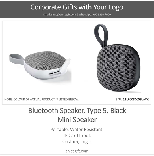 Bluetooth Speaker, Type 5, Black | Mini Speaker