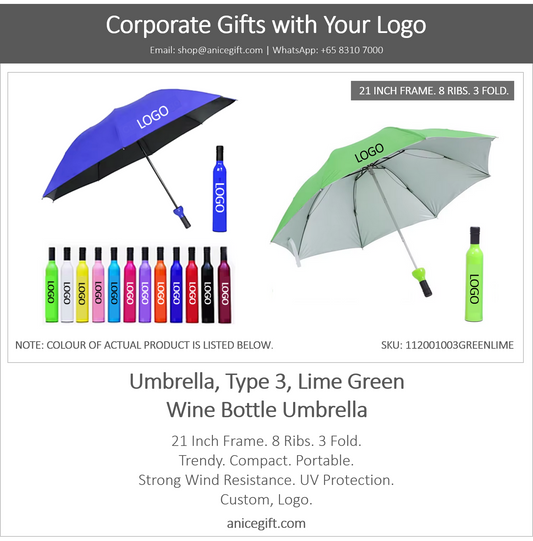 Umbrella, Type 3, Lime Green | Wine Bottle Umbrella