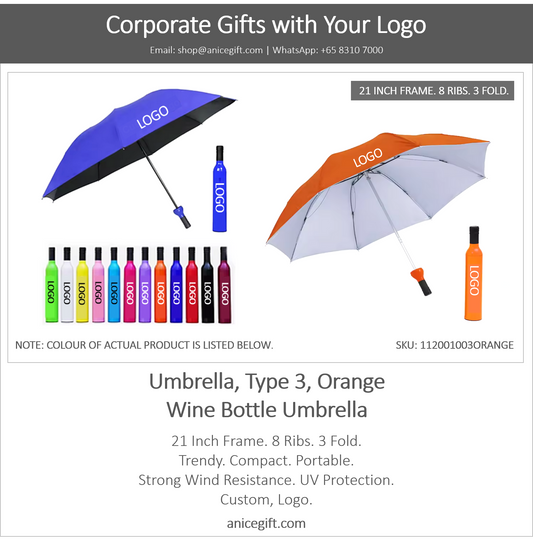 Umbrella, Type 3, Orange | Wine Bottle Umbrella