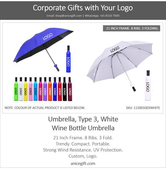Umbrella, Type 3, White | Wine Bottle Umbrella