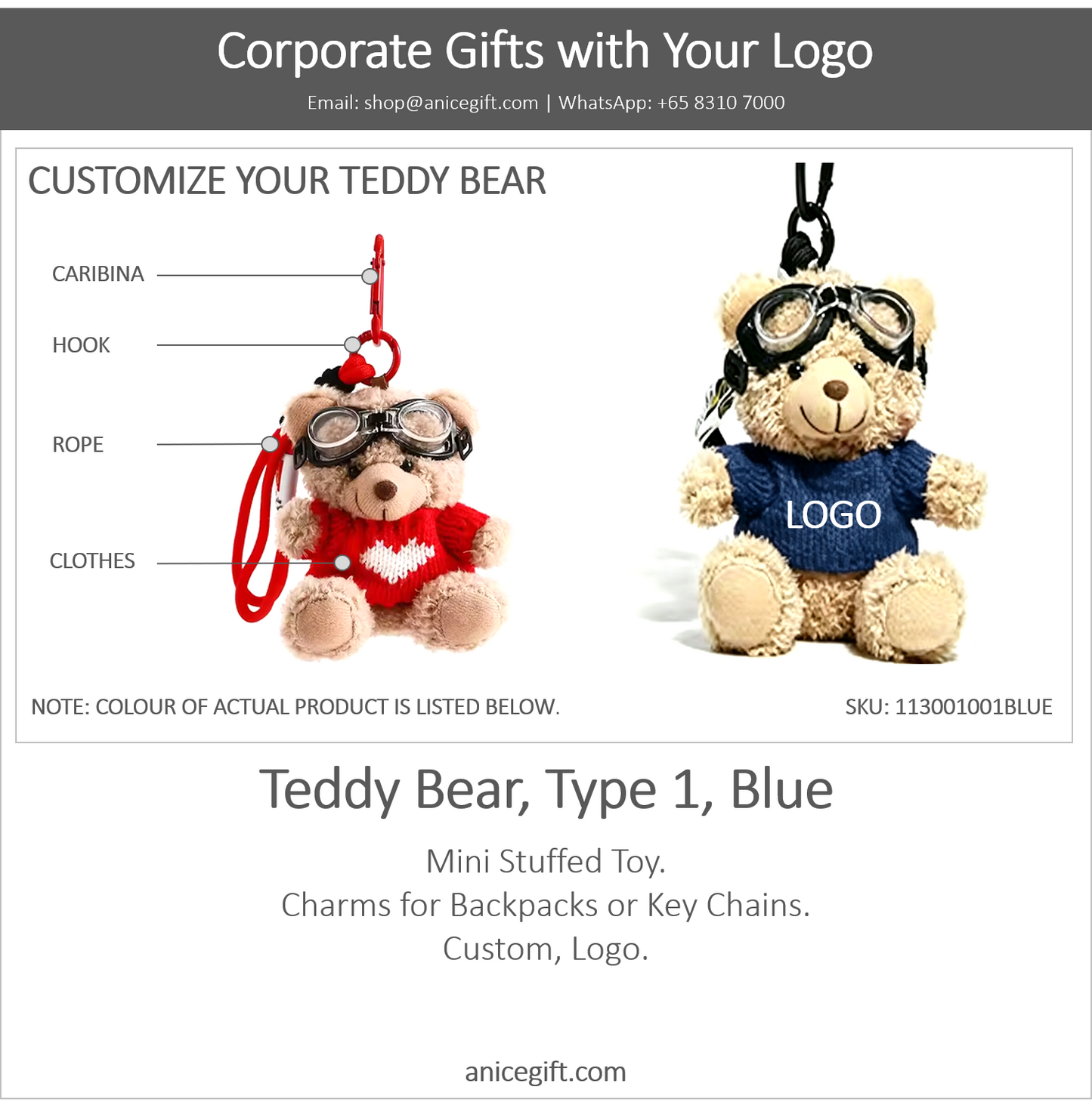 Teddy Bear, Type 1, Blue