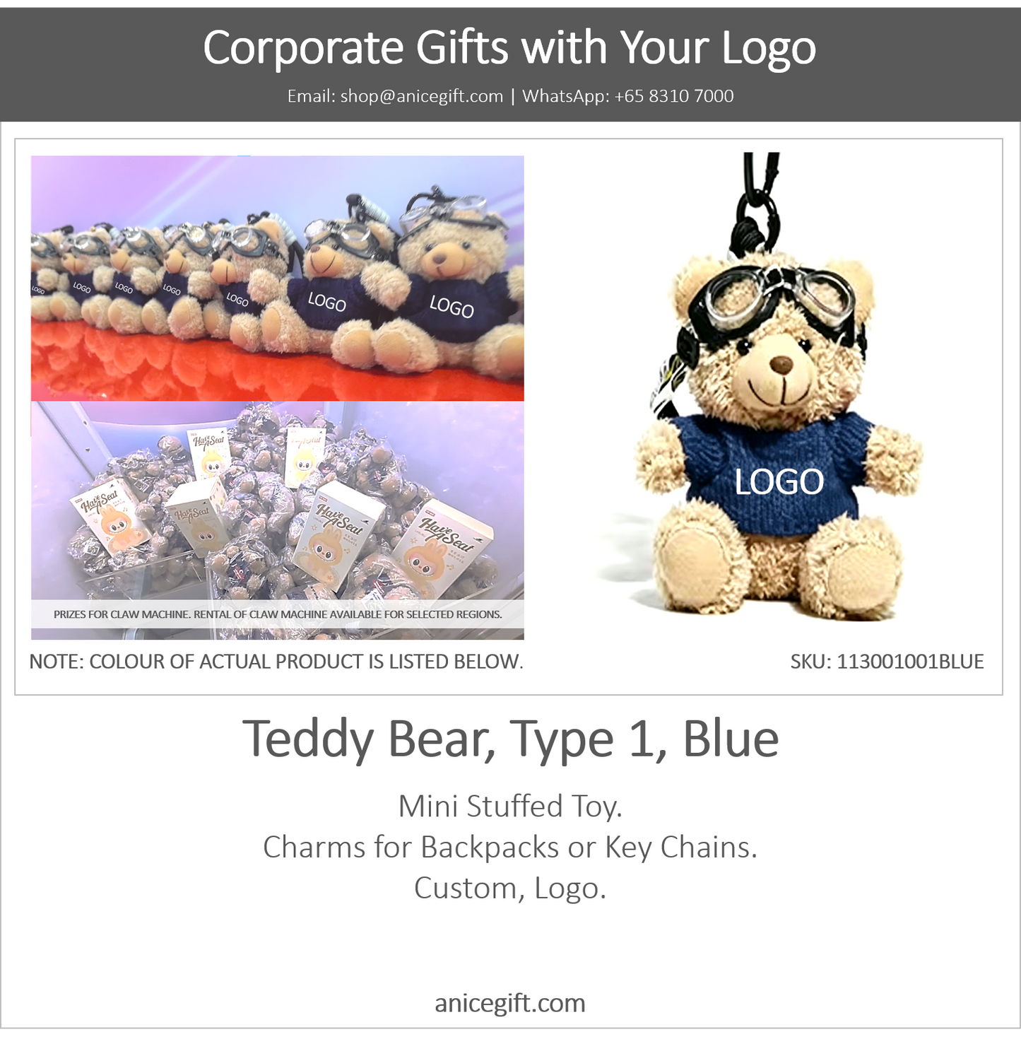 Teddy Bear, Type 1, Blue