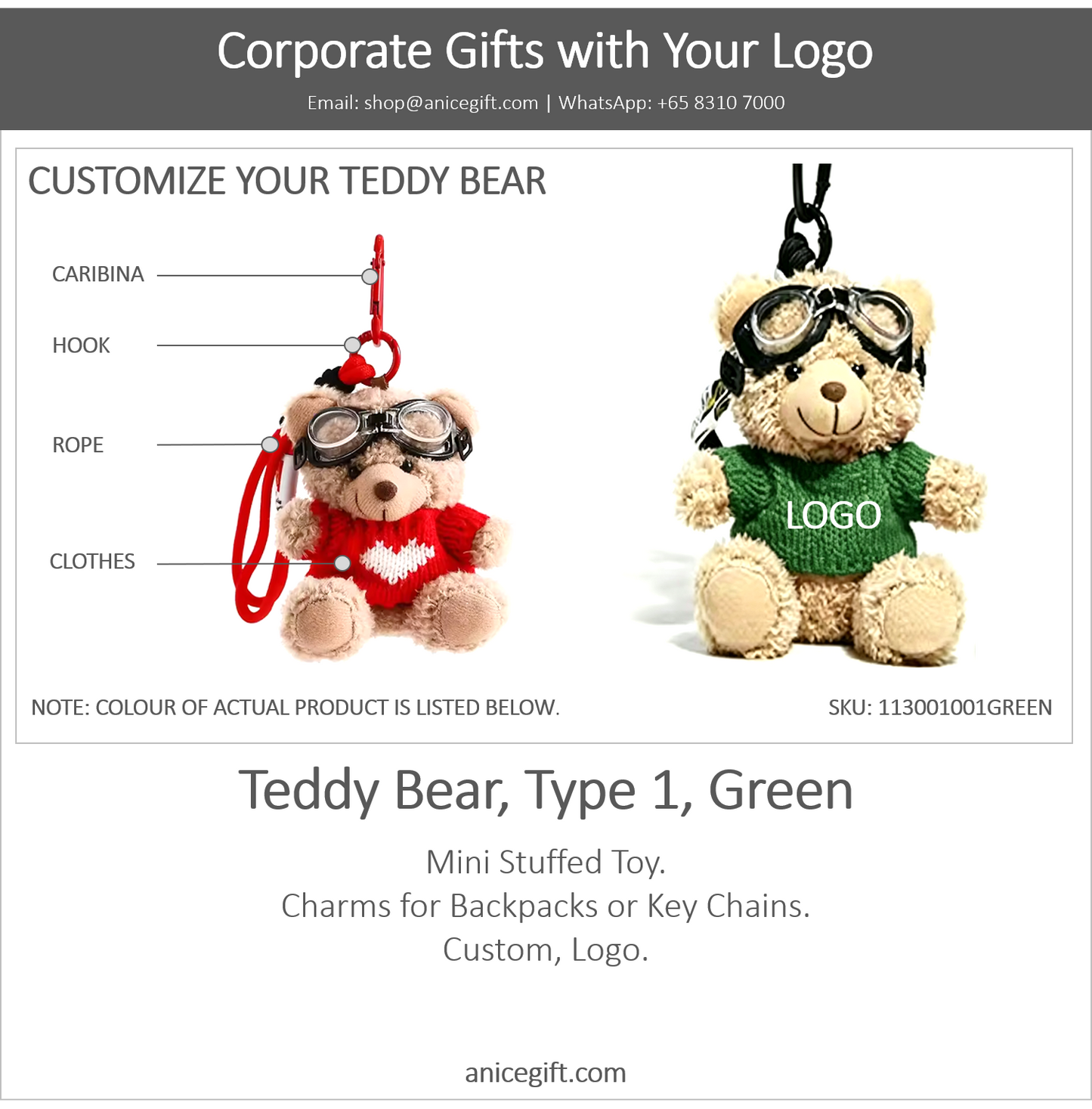 Teddy Bear, Type 1, Green