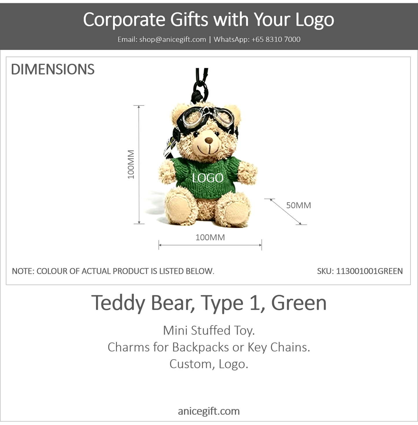 Teddy Bear, Type 1, Green