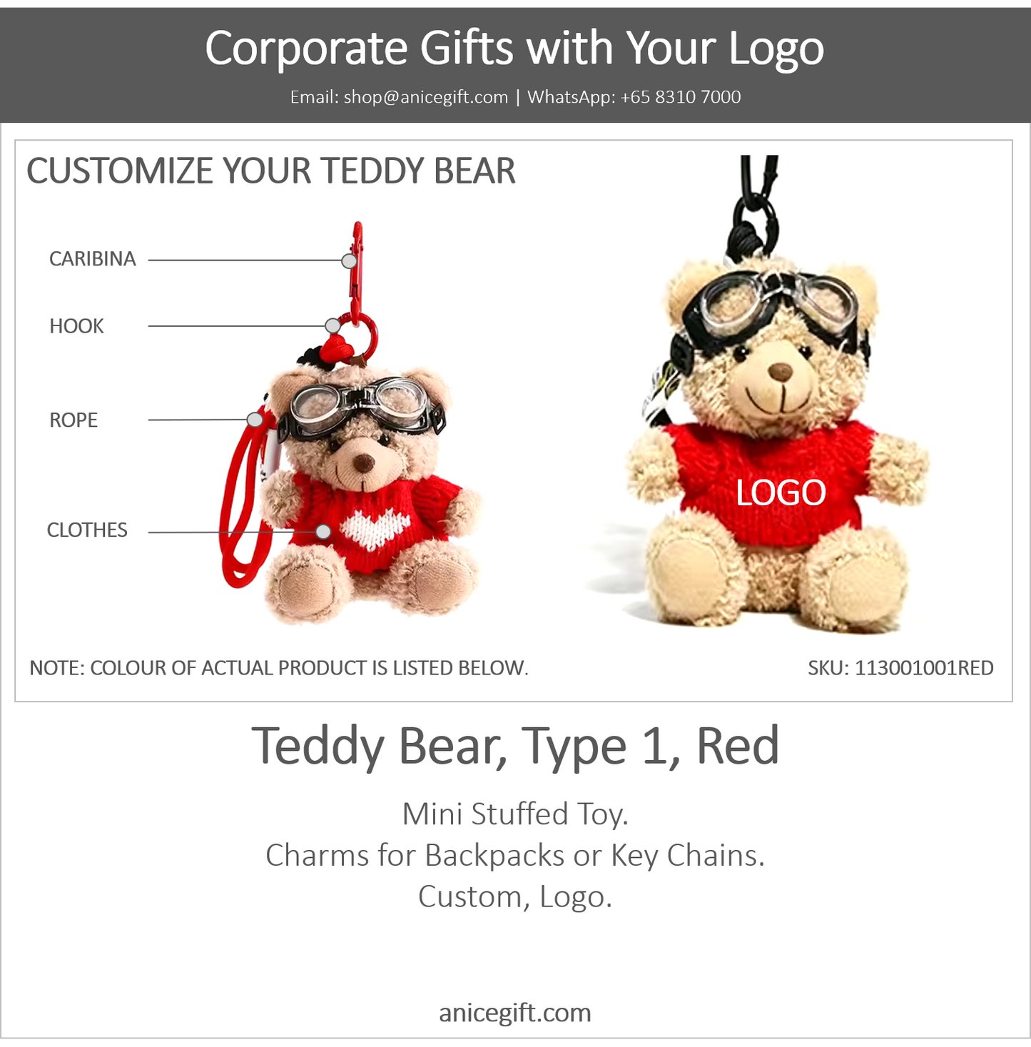 Teddy Bear, Type 1, Red