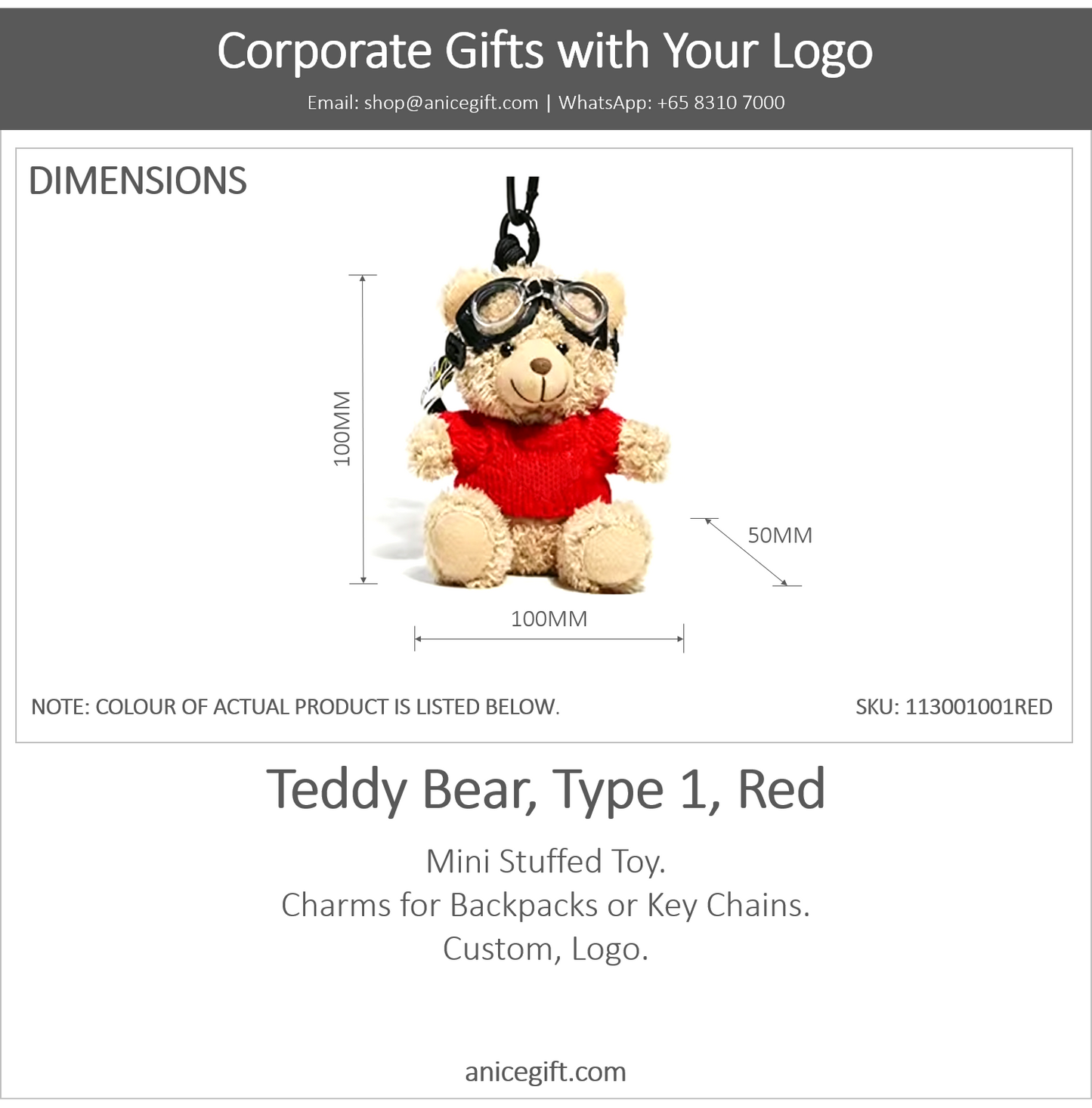 Teddy Bear, Type 1, Red