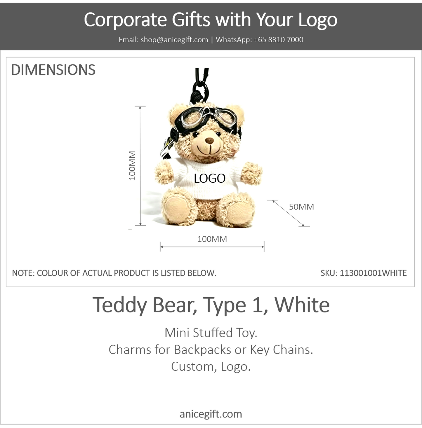 Teddy Bear, Type 1, White