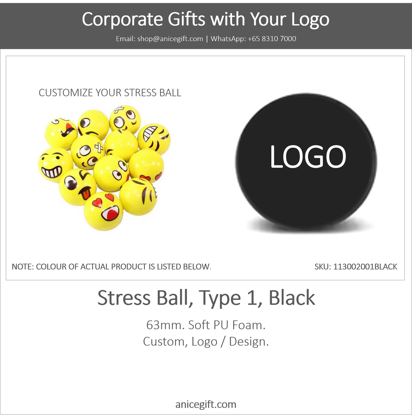 Stress Ball, Type 1, Black