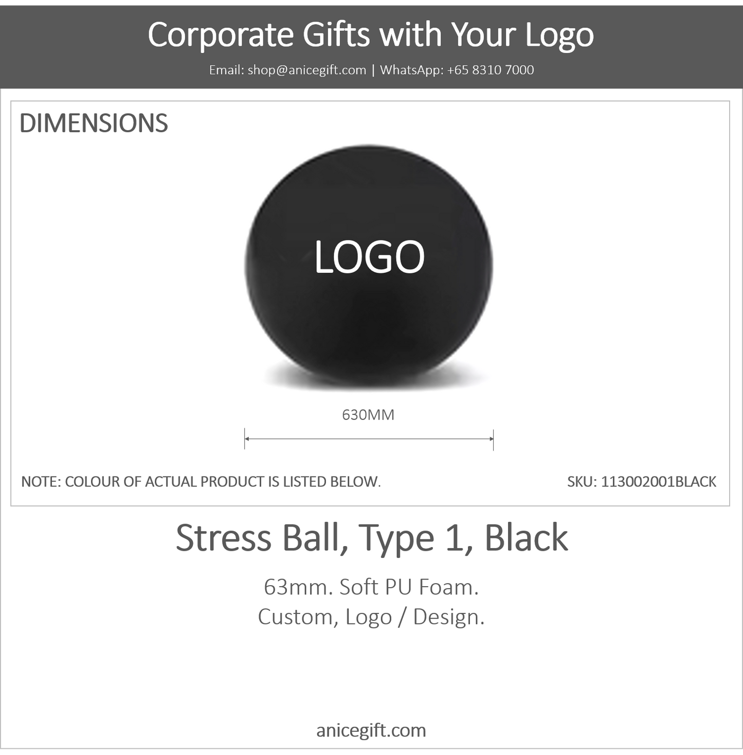 Stress Ball, Type 1, Black