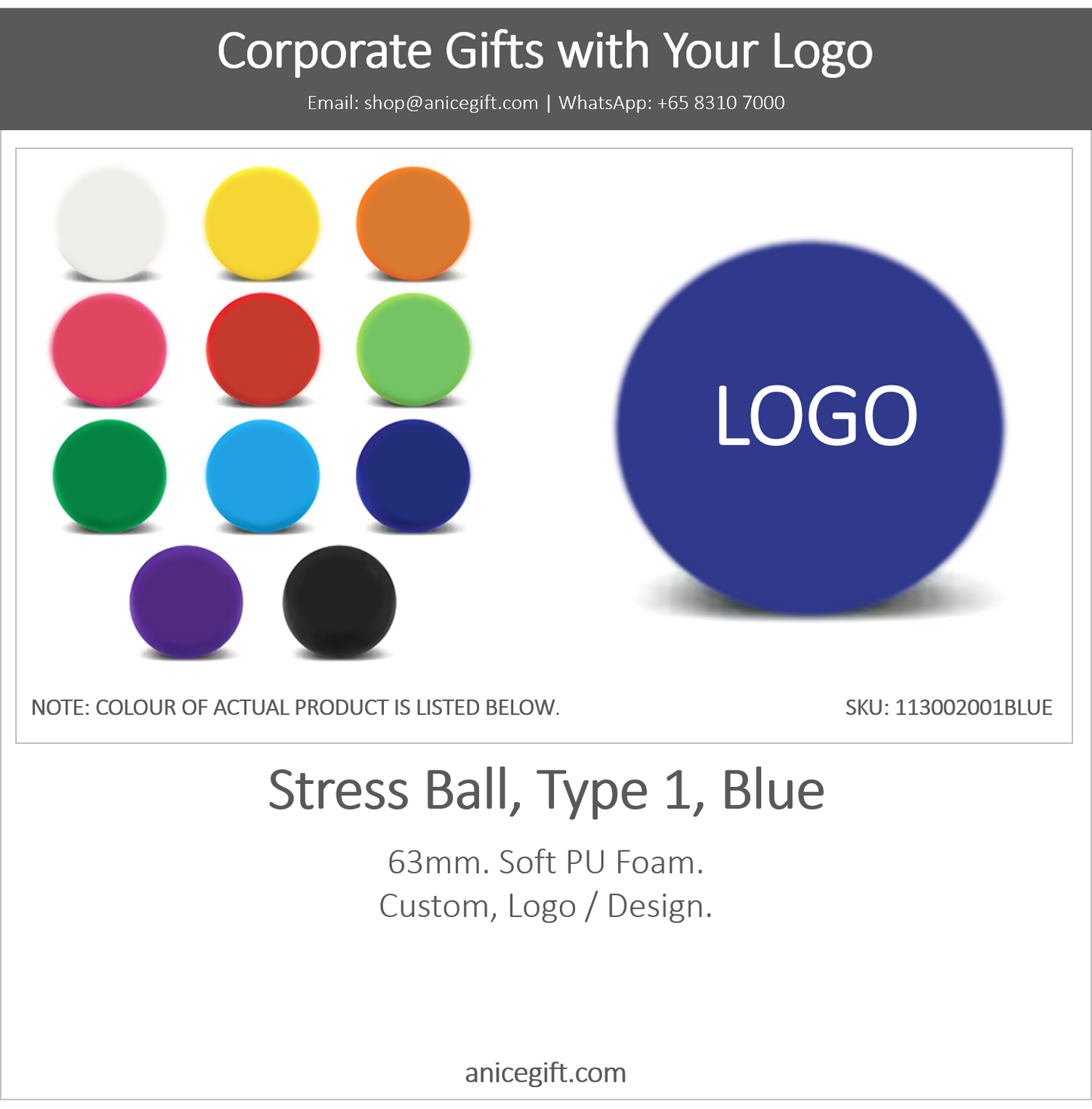 Stress Ball, Type 1, Blue
