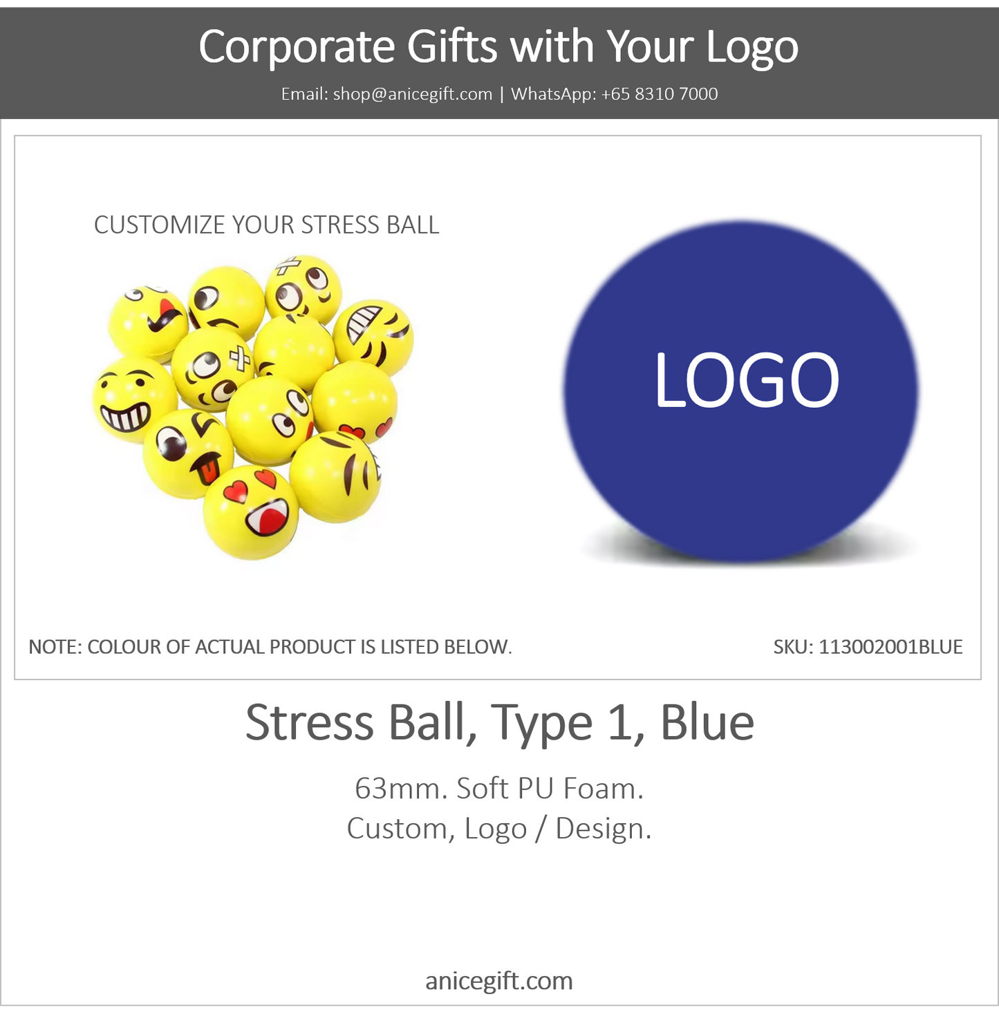 Stress Ball, Type 1, Blue