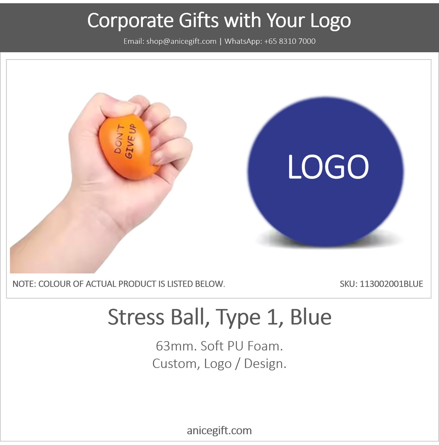Stress Ball, Type 1, Blue