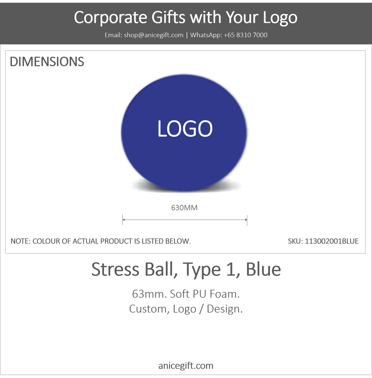 Stress Ball, Type 1, Blue