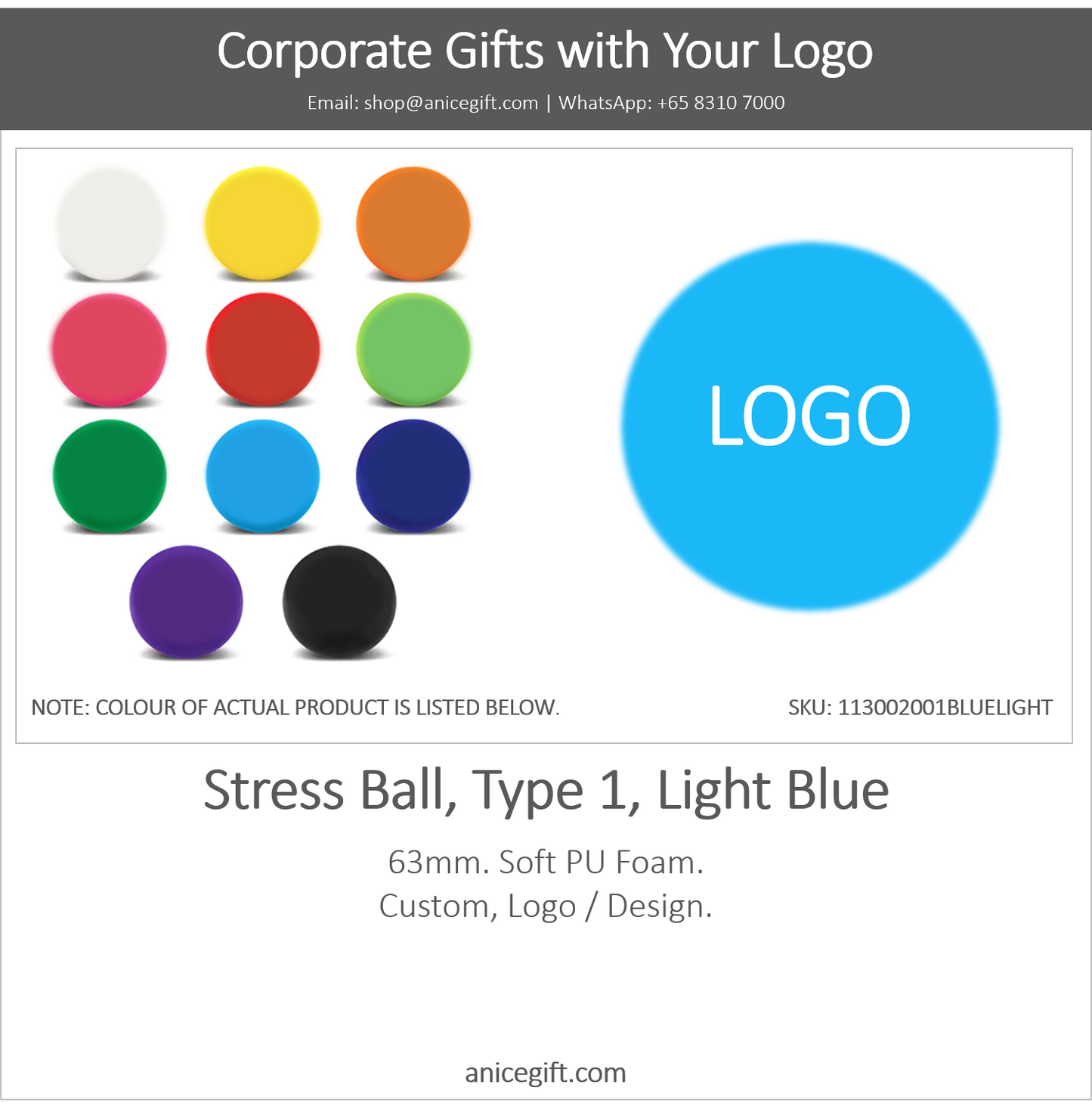Stress Ball, Type 1, Light Blue