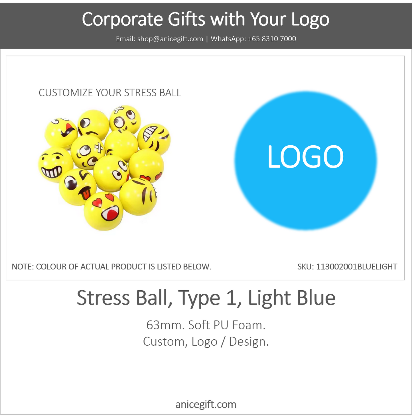 Stress Ball, Type 1, Light Blue