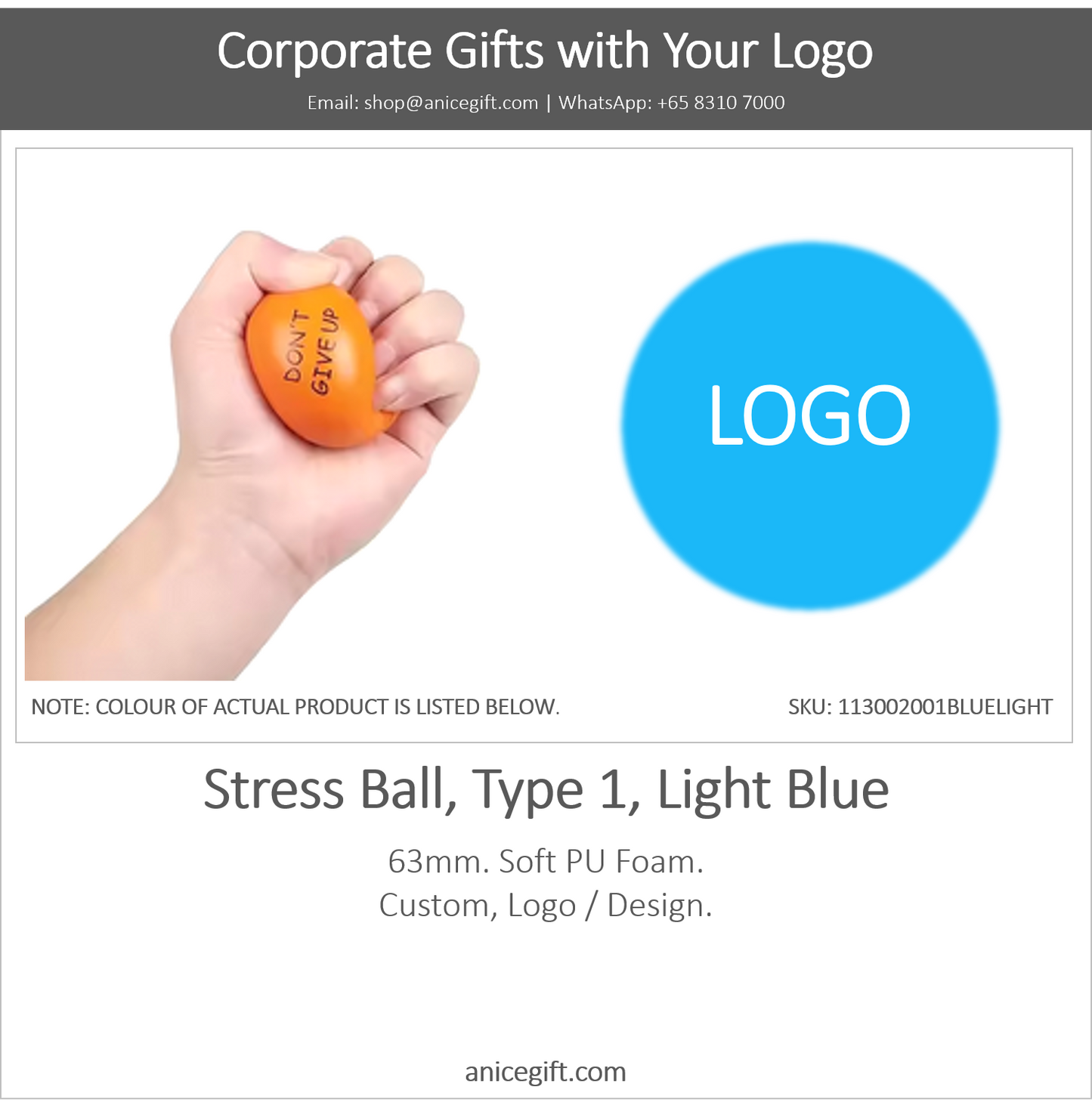 Stress Ball, Type 1, Light Blue