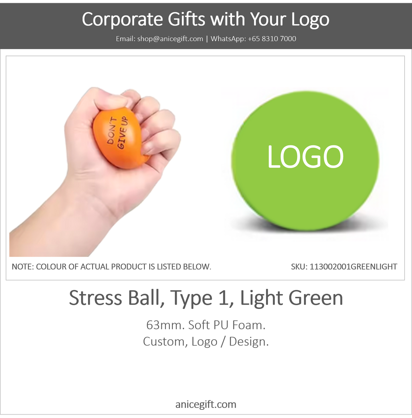 Stress Ball, Type 1, Light Green