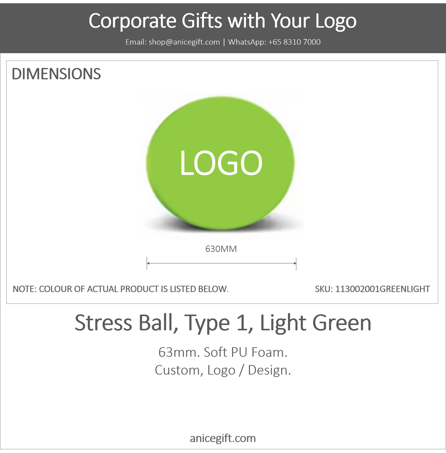Stress Ball, Type 1, Light Green