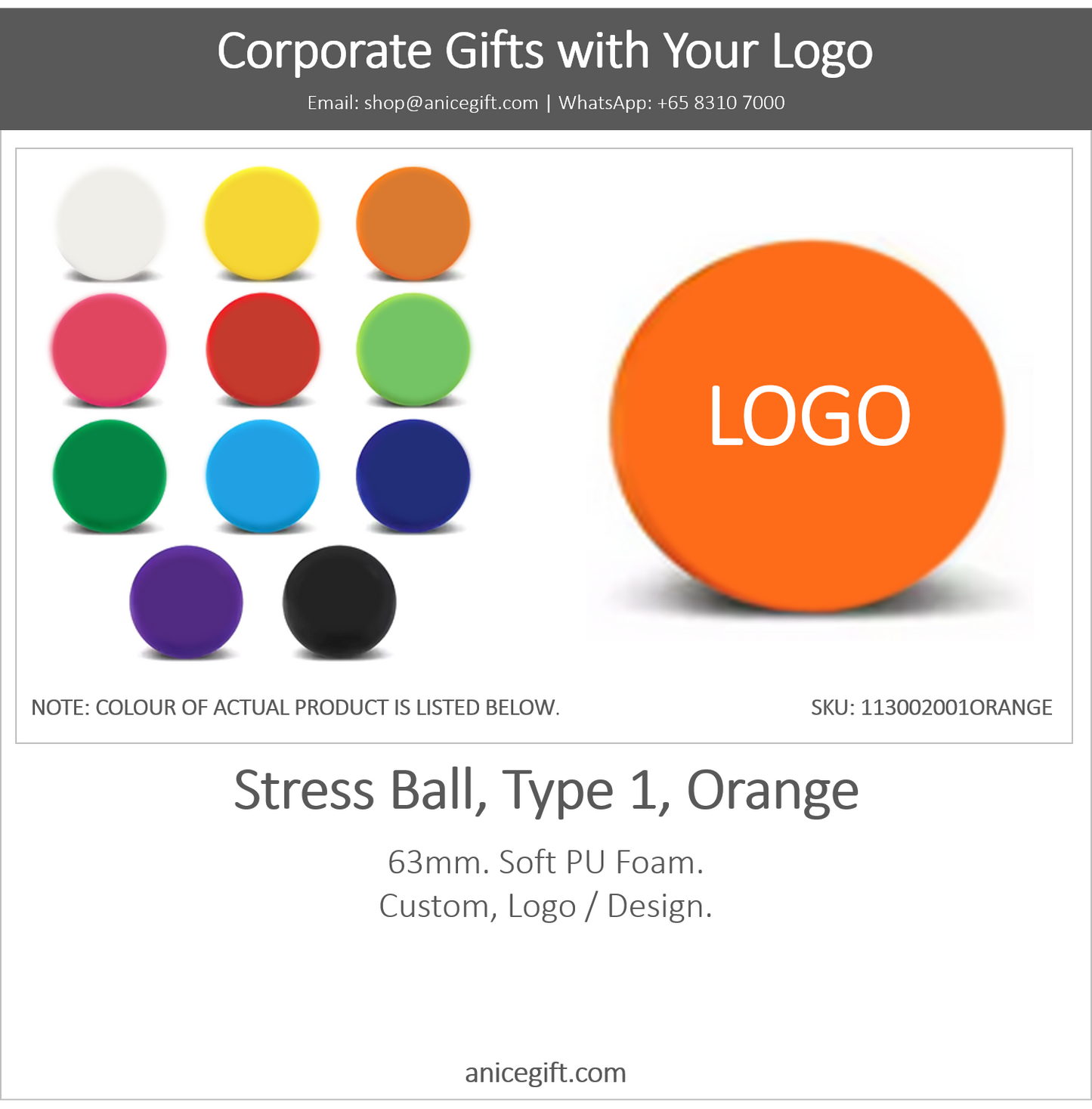 Stress Ball, Type 1, Orange