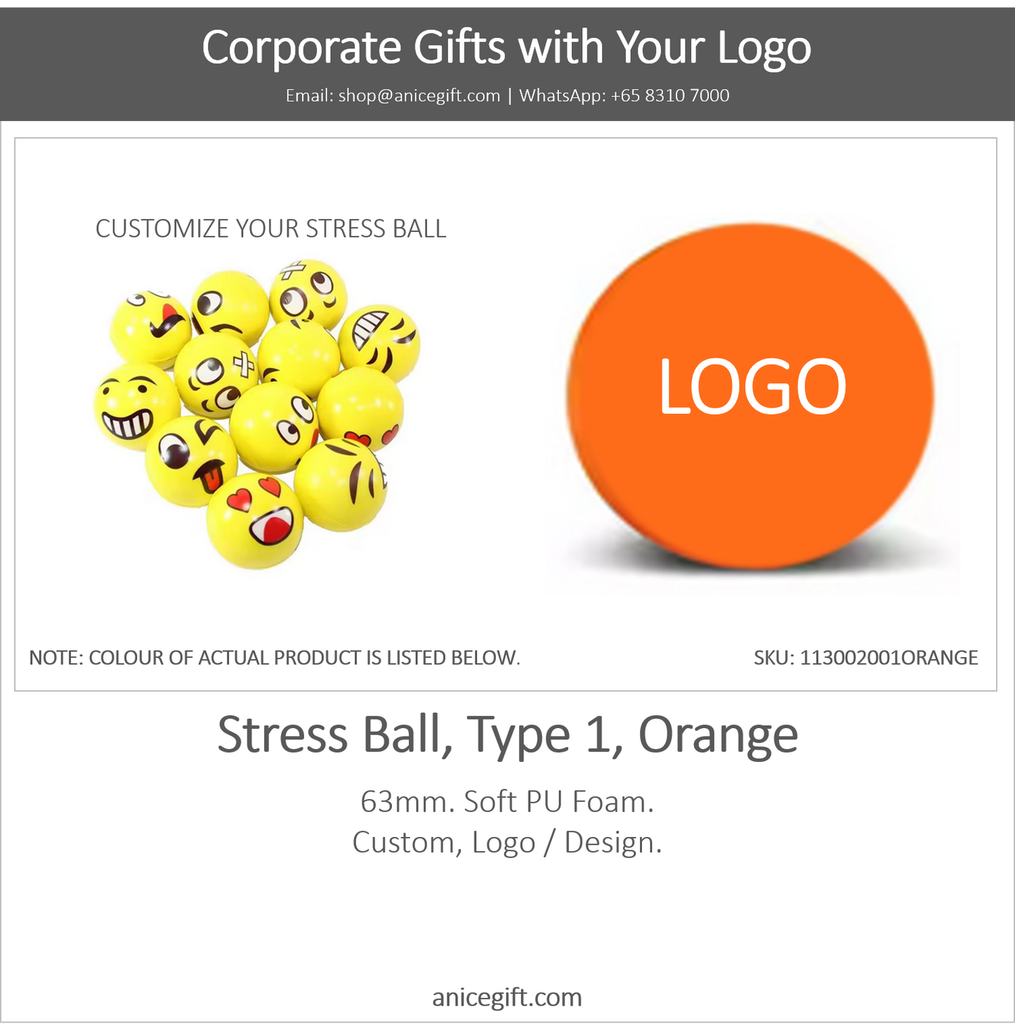 Stress Ball, Type 1, Orange