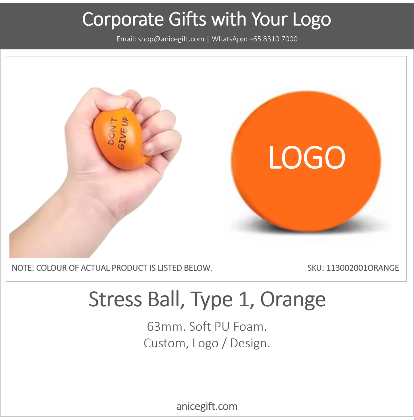 Stress Ball, Type 1, Orange