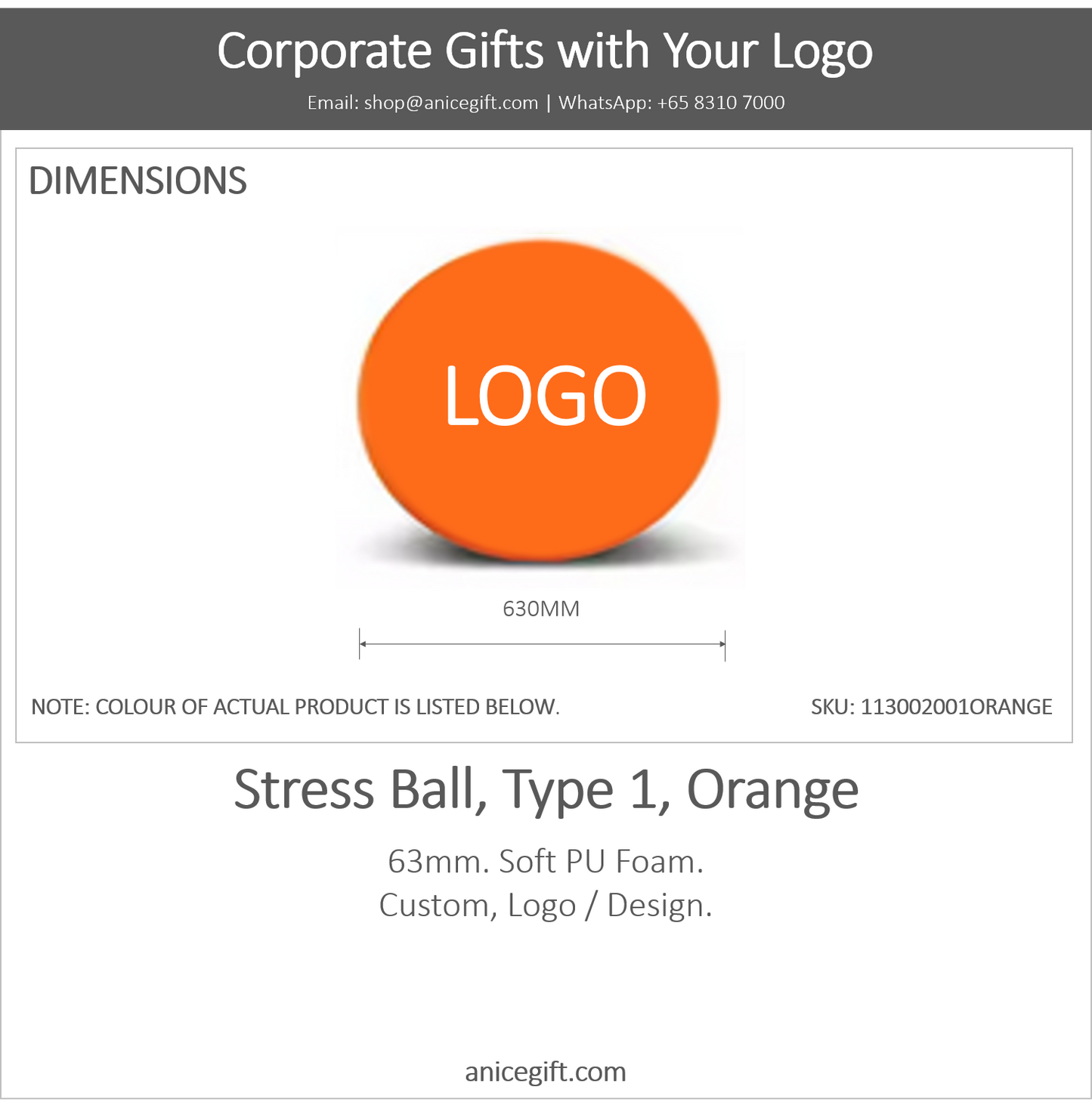 Stress Ball, Type 1, Orange