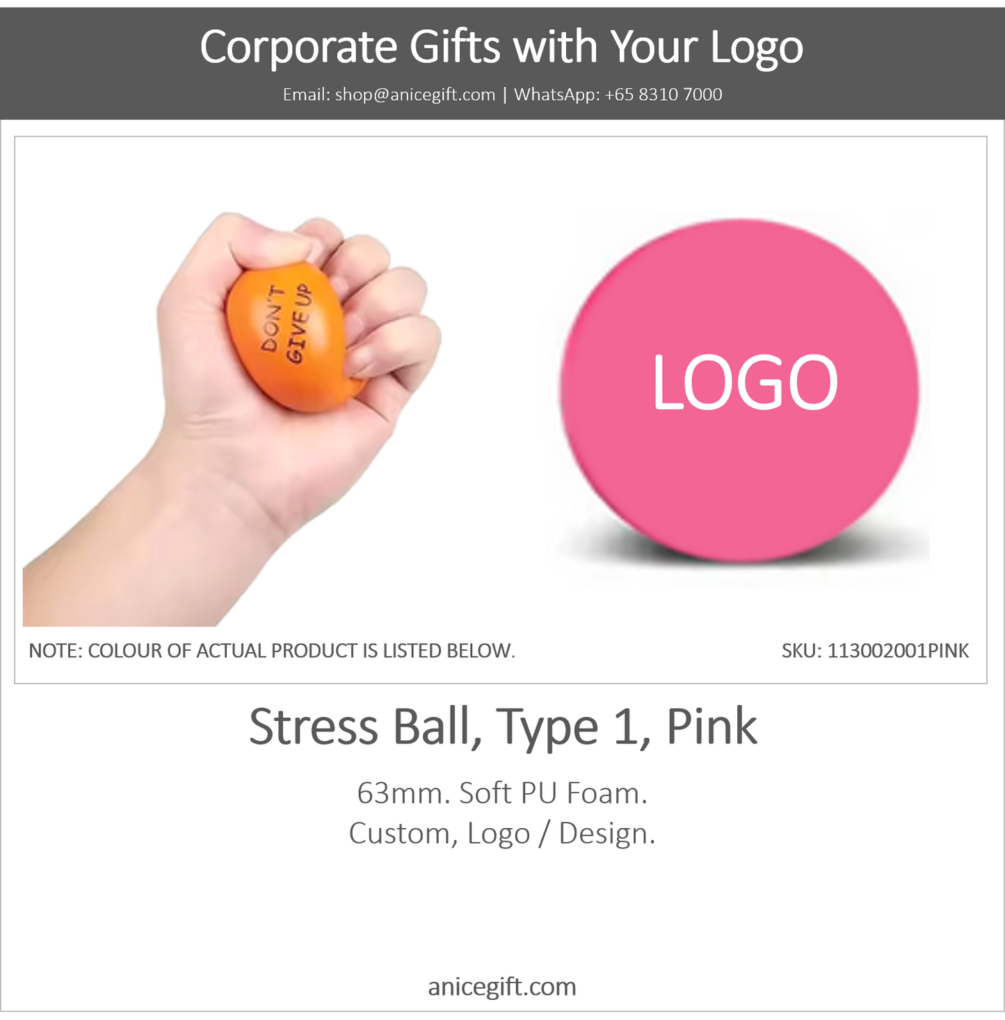 Stress Ball, Type 1, Pink