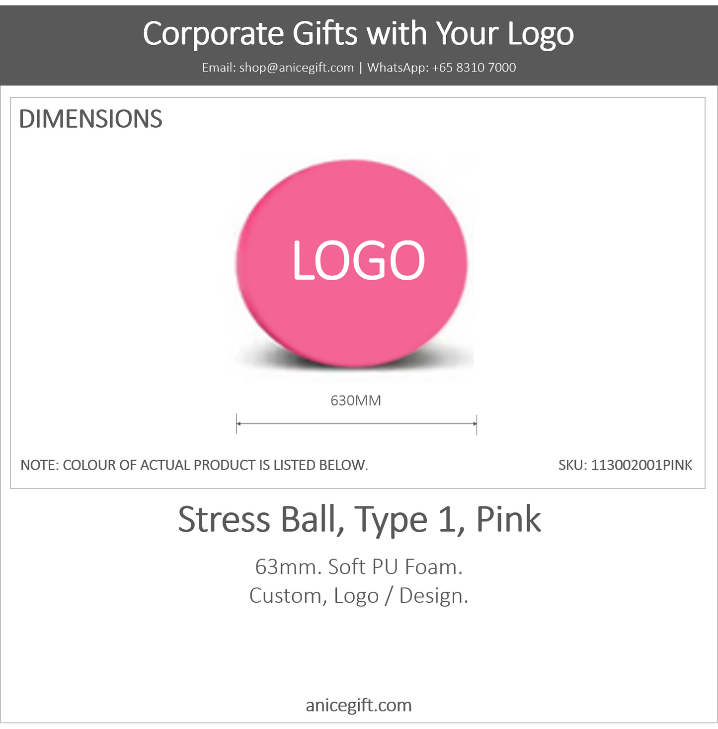 Stress Ball, Type 1, Pink
