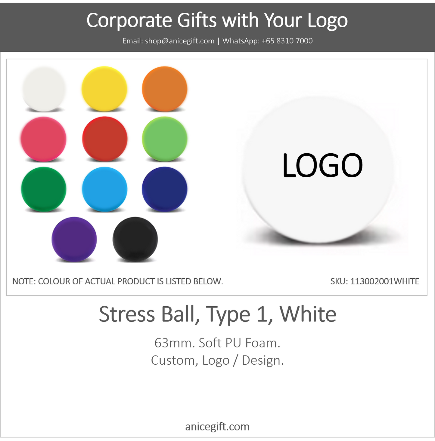 Stress Ball, Type 1, White