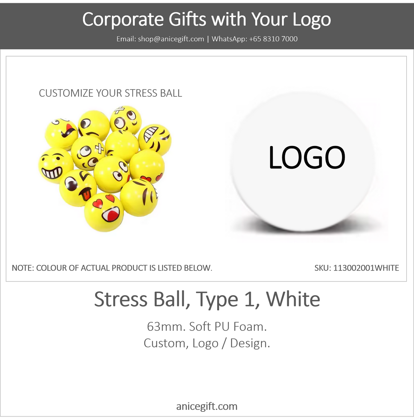 Stress Ball, Type 1, White