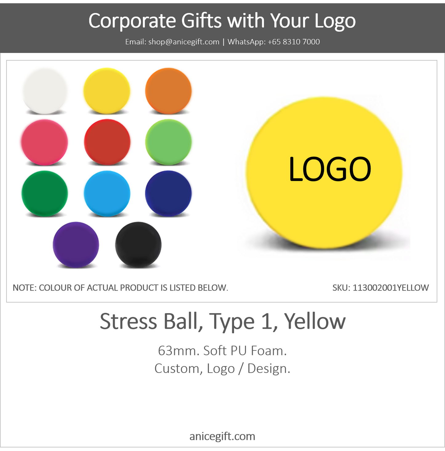 Stress Ball, Type 1, Yellow