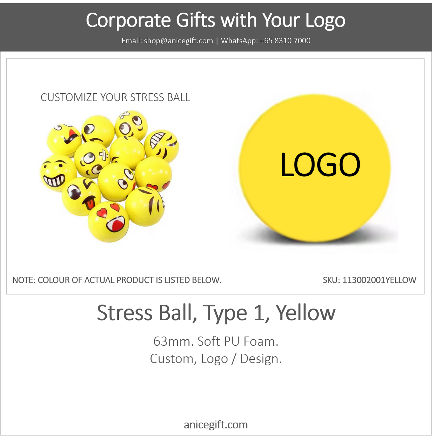 Stress Ball, Type 1, Yellow