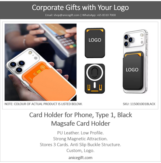 Card Holder for Phone, Type 1, Black | Magsafe Card Holder